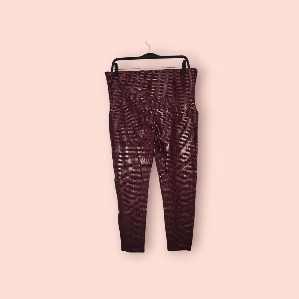 Spanx Booty Boost Active 7/8 Leggings Metallic Mist Wine/Gold Dots 2X Plus Size